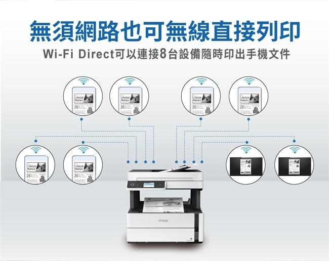 EPSON M3170 黑白四合一雙網連續供墨傳真複合機