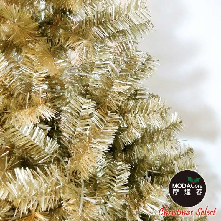 摩達客 台灣製6呎豪華版氣質霧金系聖誕樹(不含飾品)+100燈LED燈暖白光2串
