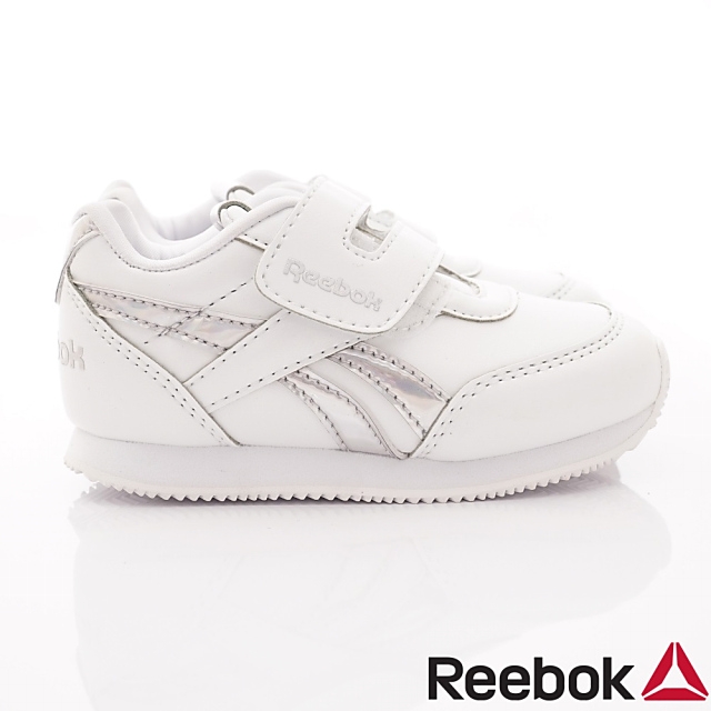 Reebok頂級童鞋 皮質炫銀邊飾運動鞋款 NI022白(寶寶段)