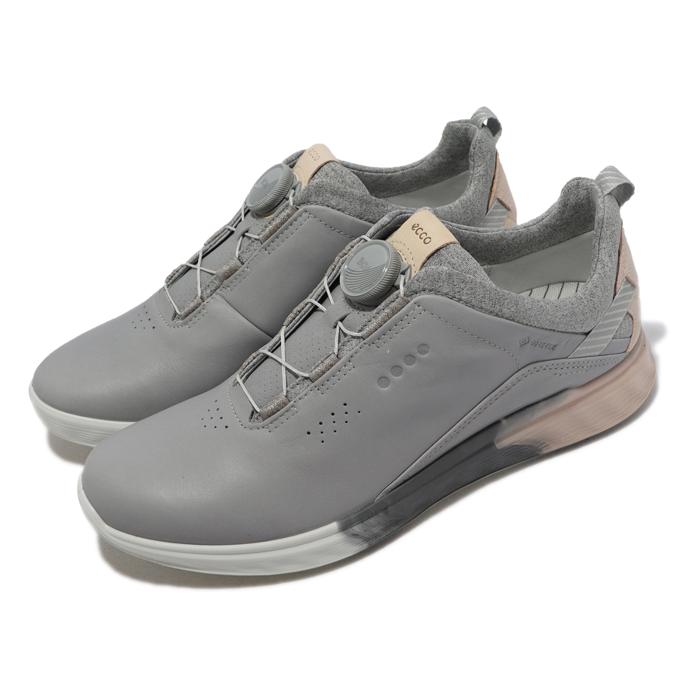 Ecco 高爾夫球鞋W Golf S-Three Gore-Tex 女鞋灰粉紅防水休閒運動鞋