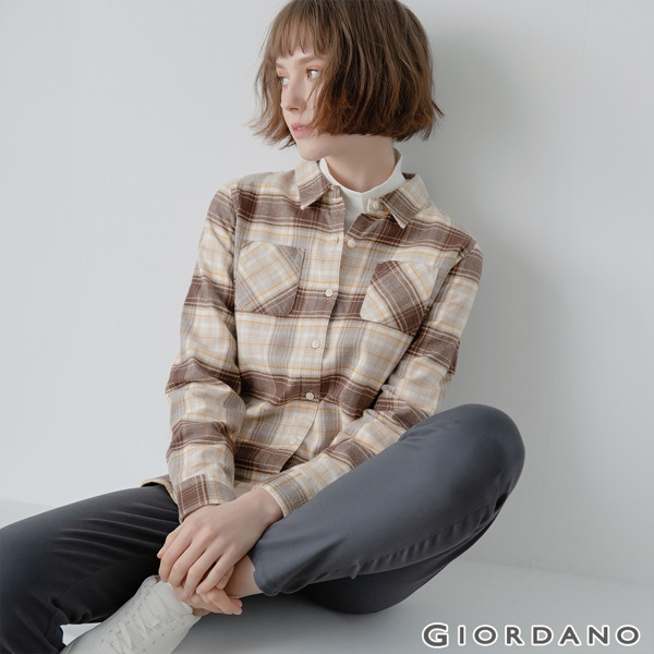 GIORDANO 女裝經典後鬆緊修身休閒九分褲 - 02 標誌灰