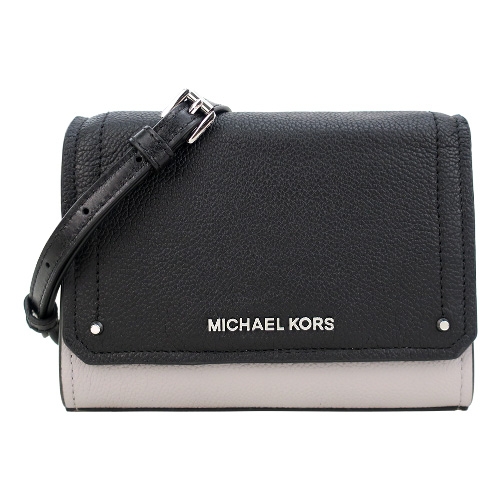 MICHAEL KORS HAYES 牛皮滿版斜背包(小/黑灰)