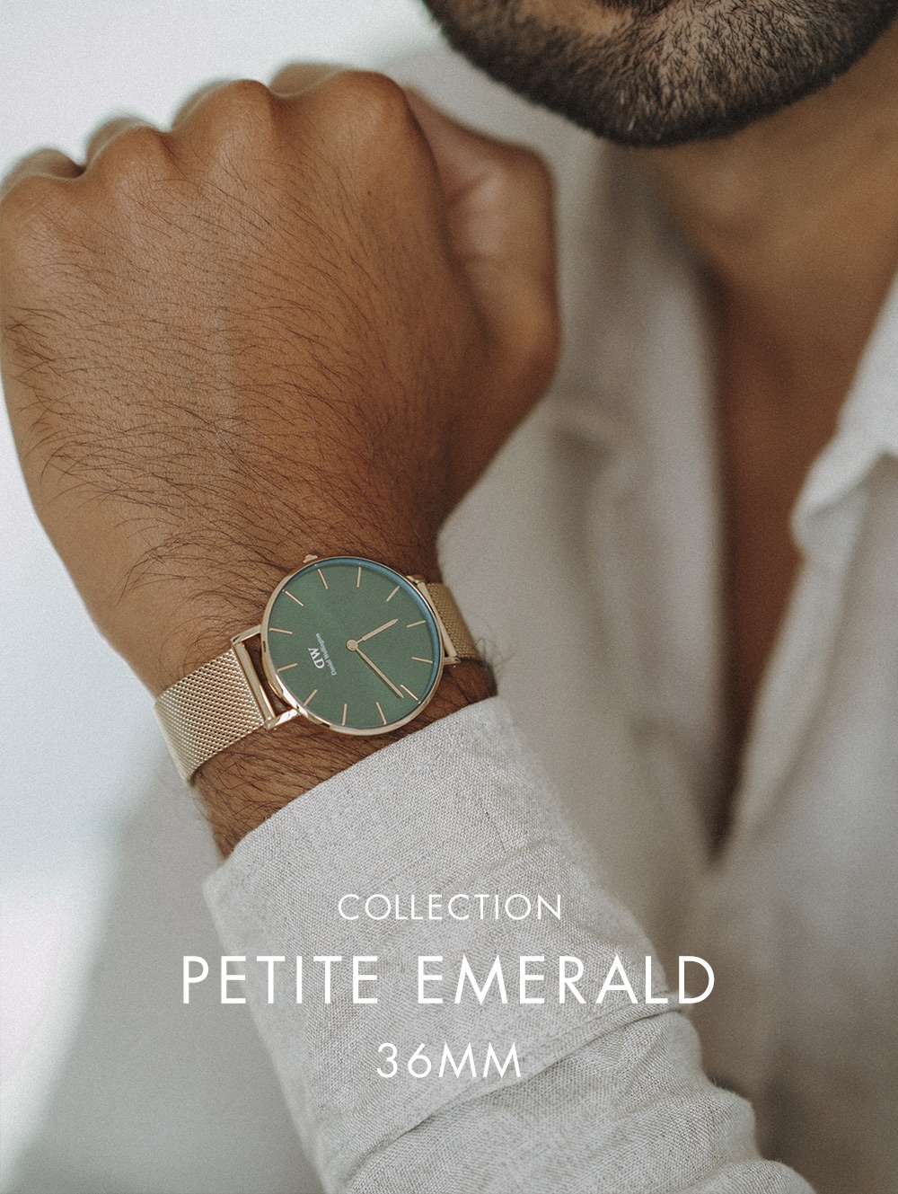 Daniel Wellington DW 手錶Petite Emerald 36mm幻彩森林綠米蘭金屬錶