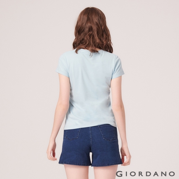 【GIORDANO】女裝DEAR WORLD系列印花T恤-51 夢想藍