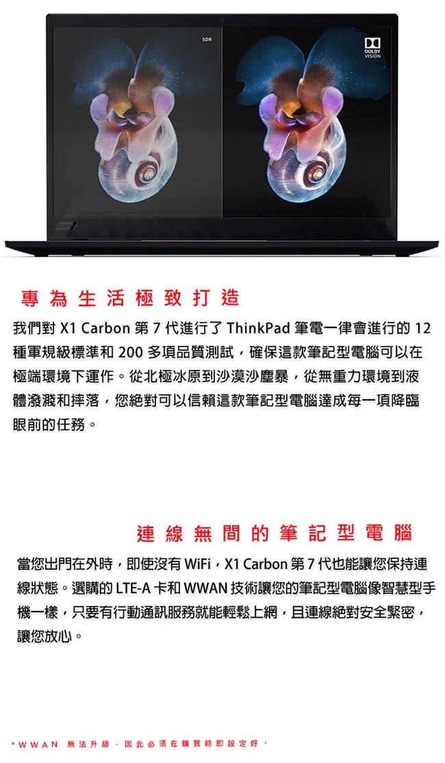 ThinkPad X1C 7th 14吋筆電 i7-8565U/16G/1TB PCIe