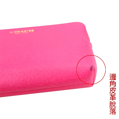 COACH 專櫃款SAFFIANO防刮雙層手拿包(桃)(展示品)