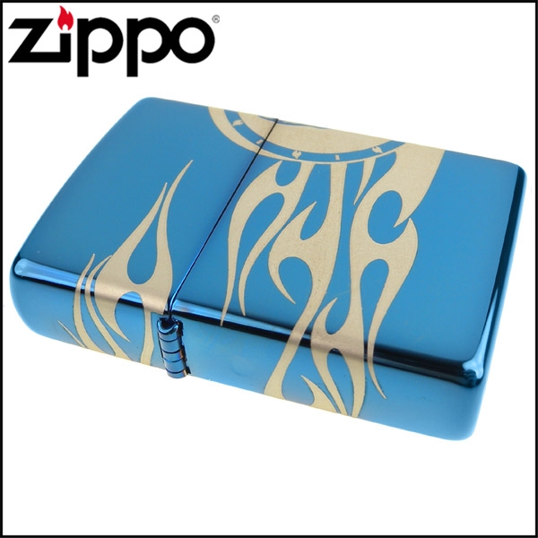 ZIPPO 美系~Tattoo Design-骷髏火焰圖案-4面連續雷射雕刻加工打火機