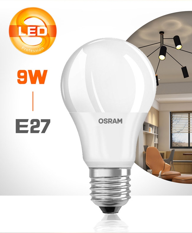 OSRAM歐司朗 9W E27燈座 高效能燈泡 12入組- 白/黃光