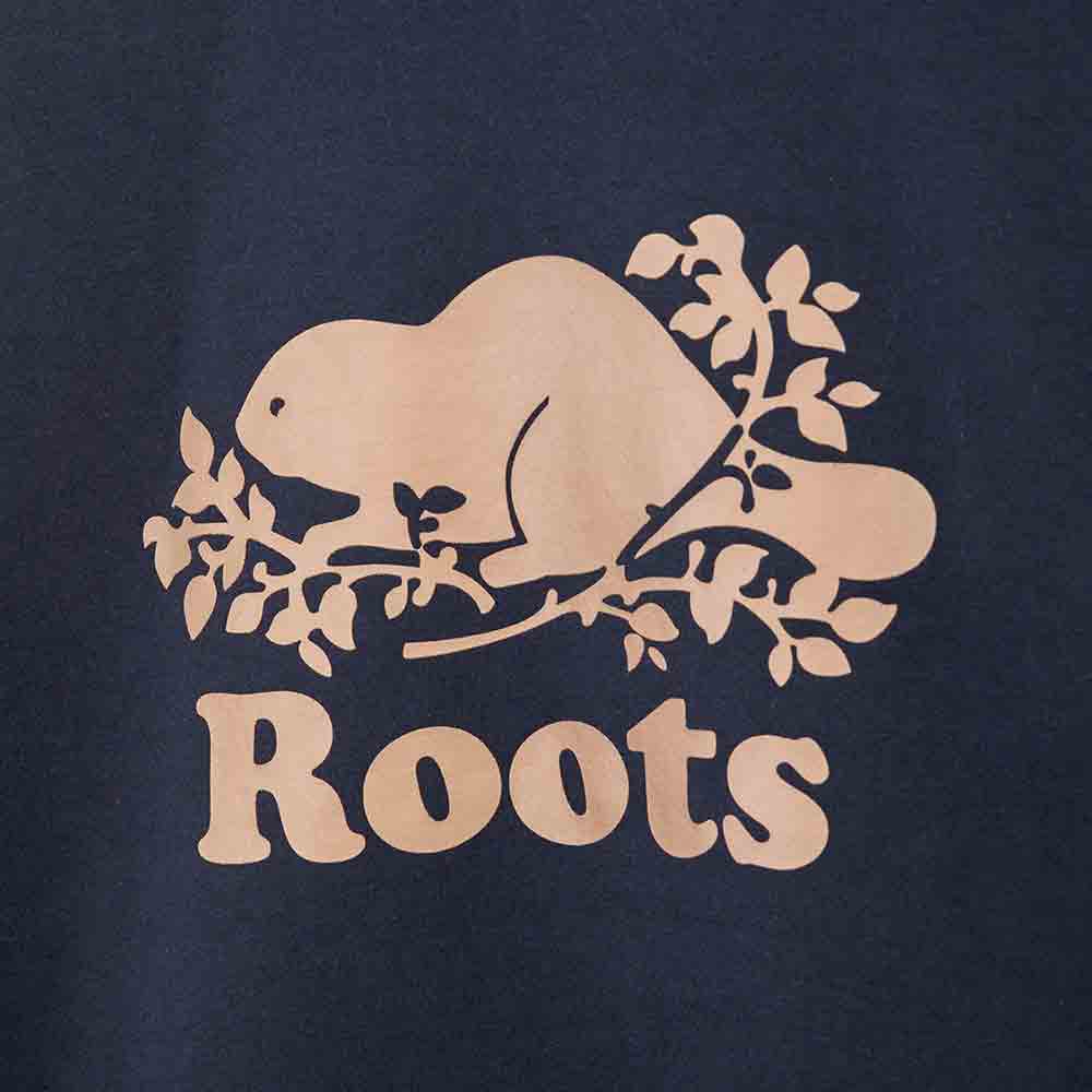 ROOTS 男裝-燙金庫柏圓領上衣-藍色