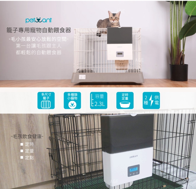 PETWANT 籠子專用寵物自動餵食器 F4 LCD