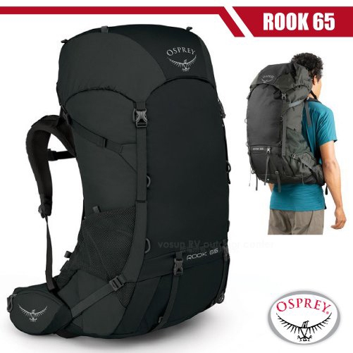 OSPREY 男新款 Rook 65 專業輕量透氣登山背包_黑 R