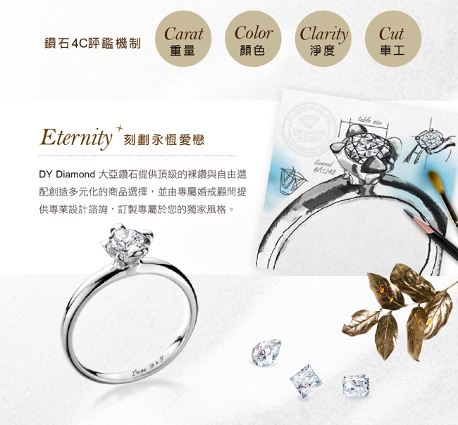 DY Diamond 大亞鑽石 18K白金 經典 鑽石線戒