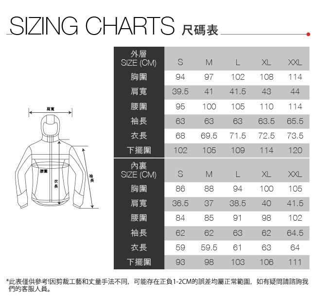 女款黑色防水保暖戶外三合一外套 