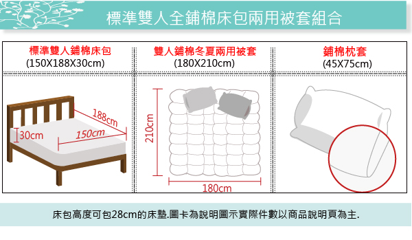 OLIVIALUCAS 灰黑 雙人全鋪棉床包兩用被套四件組 歐式枕套 200織精梳純棉