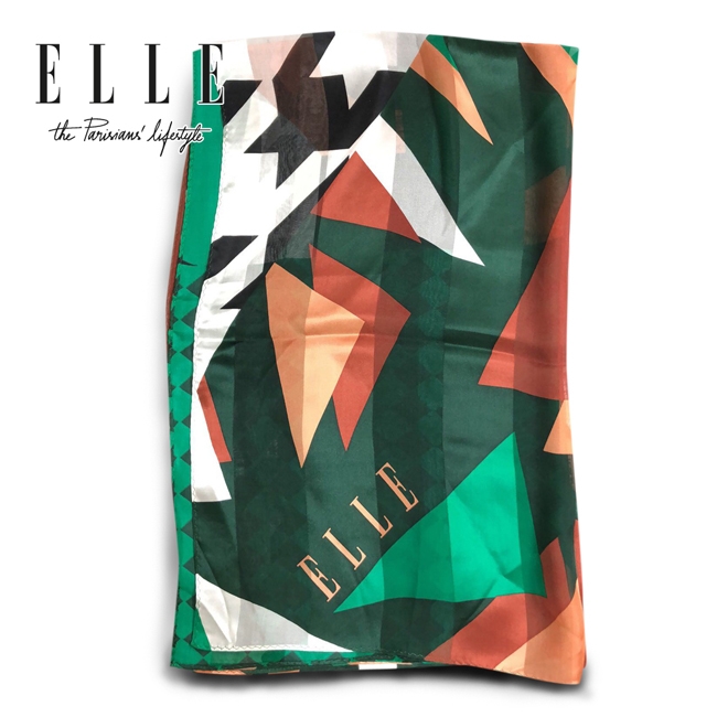 時時樂-ELLE優質桑蠶絲法式優雅圖印花圖案披肩圍脖