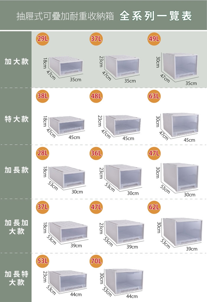 【FL生活+】大容量抽屜式可疊加耐重收納箱-加大款-49公升(YG-030)