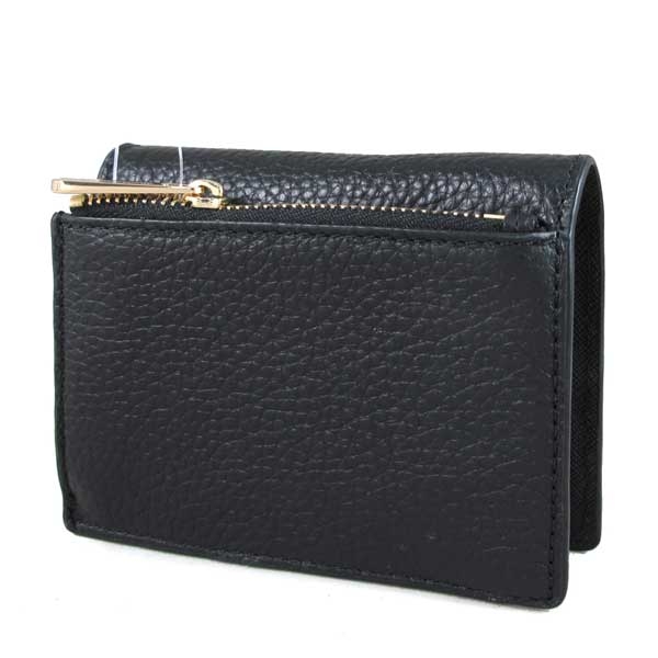 MICHAEL KORS Jet Set Travel鵝卵石紋全皮革雙折式短夾(黑色)