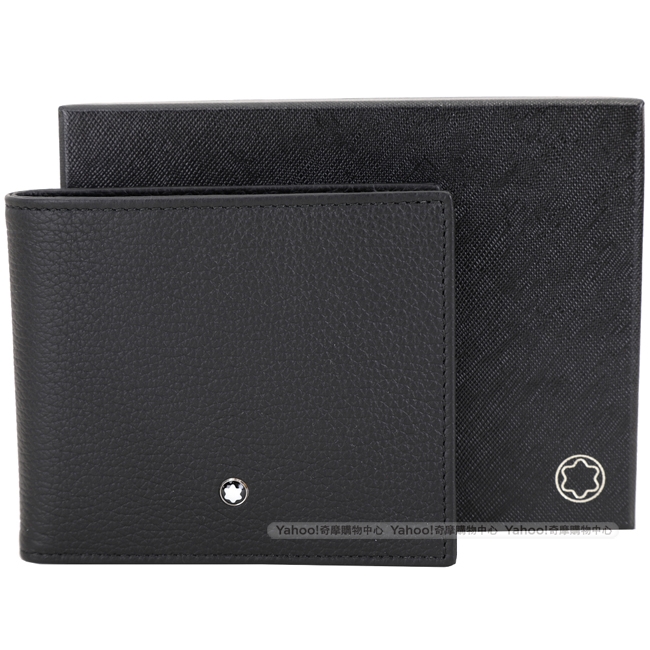 Mont Blanc 萬寶龍 大班系列 荔紋牛皮8卡對折短夾(黑色)