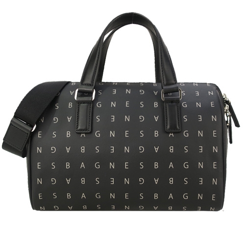 agnes b.滿版LOGO波士頓包(黑)