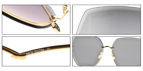MOLSION 多邊水銀太陽眼鏡 金-白淺水銀 #MS7067 B61