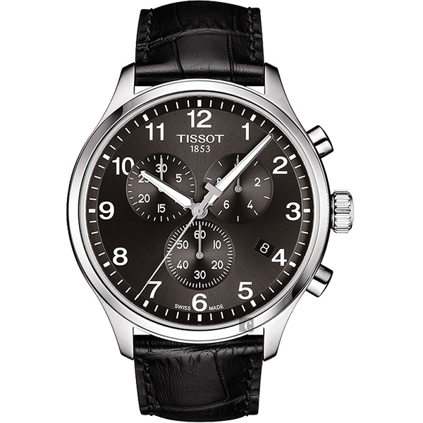 TISSOT天梭 韻馳系列 Chrono XL計時手錶-灰x黑/45mm