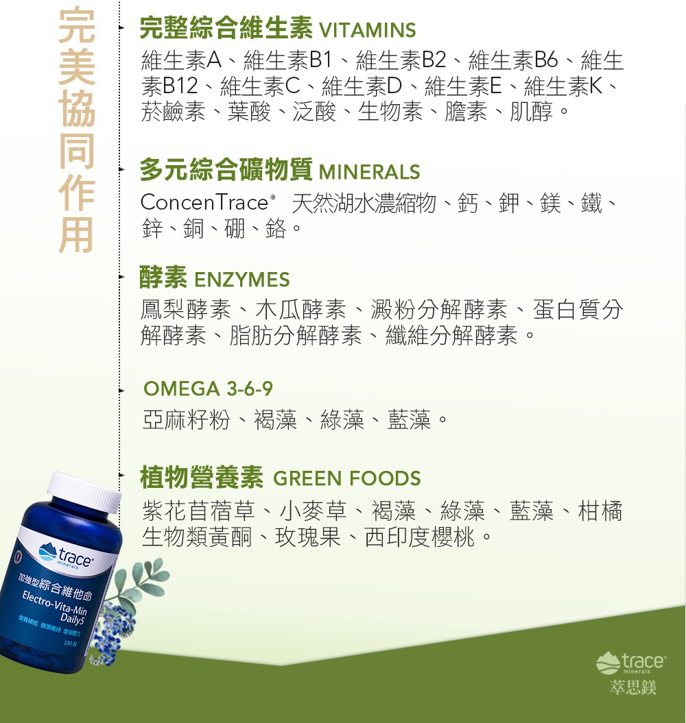 【美國萃思鎂】加強型綜合維他命(180錠)Trace Minerals