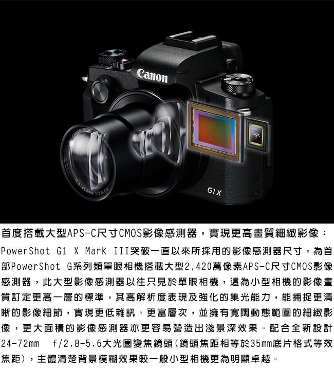 CANON G1 X Mark III 媲美單眼級大光圈類單眼相機*(平輸)