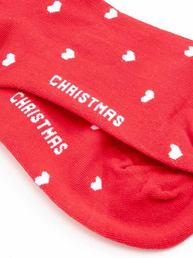 H:CONNECT 韓國品牌 配件 -可愛聖誕圖樣襪組-紅
