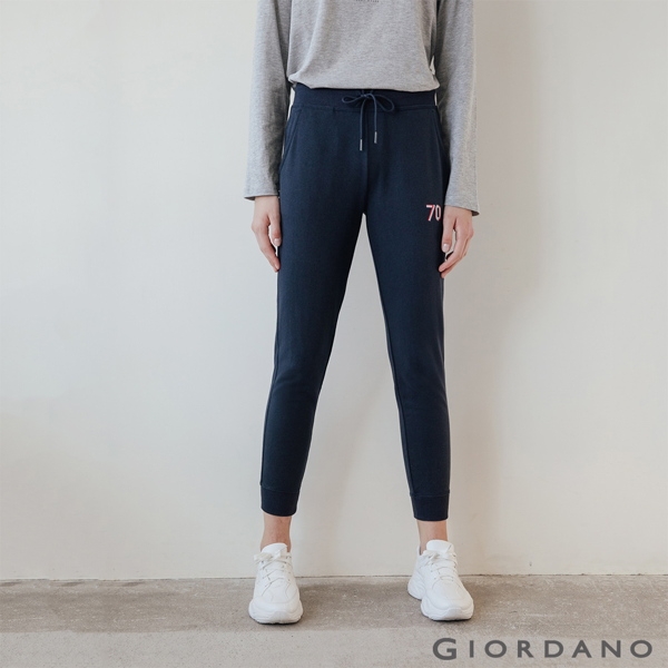 【時時樂】GIORDANO RETRO WAVE刺繡棉褲(男女款任選)