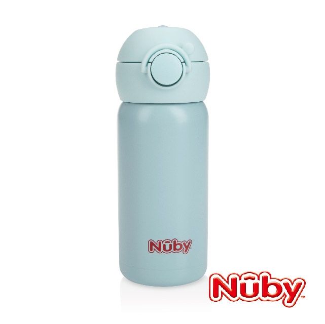 Nuby 不銹鋼幼兒輕量水壺 真空直飲杯-文青藍/粉 300ml(兩色任選)