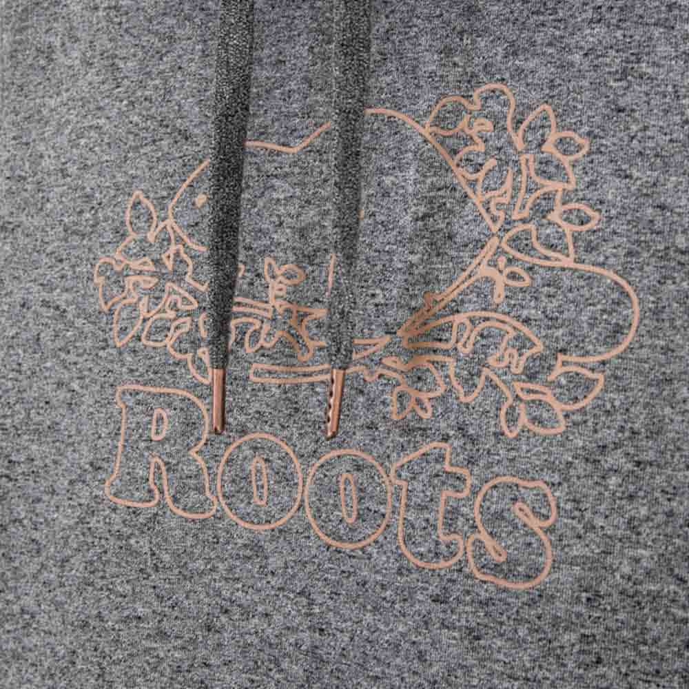 ROOTS 女裝-金棕庫柏海狸長版連帽上衣-灰色