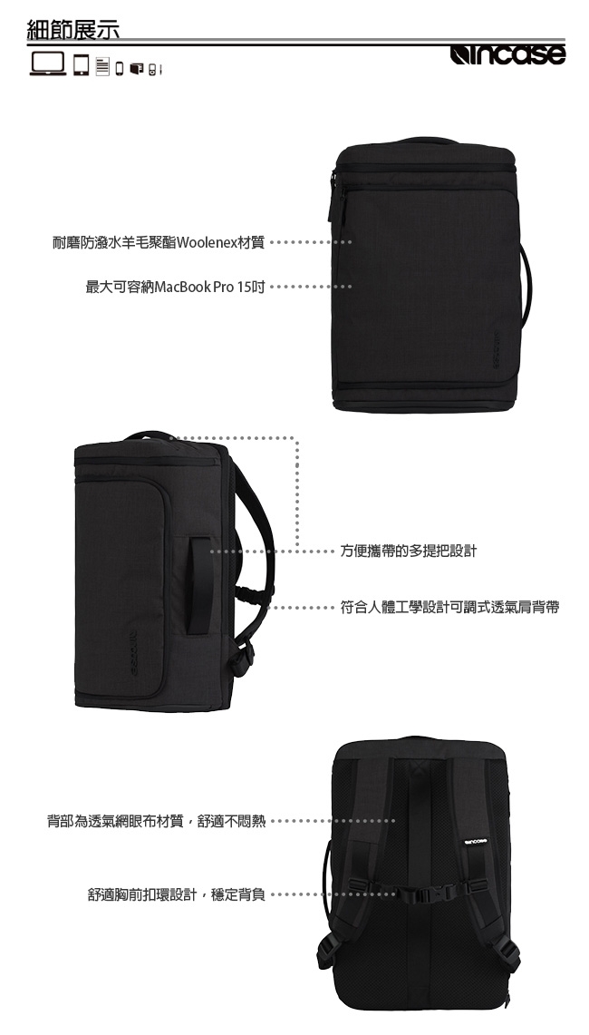 Incase ProTravel Backpack 15吋 旅行筆電後背包 (石墨黑)