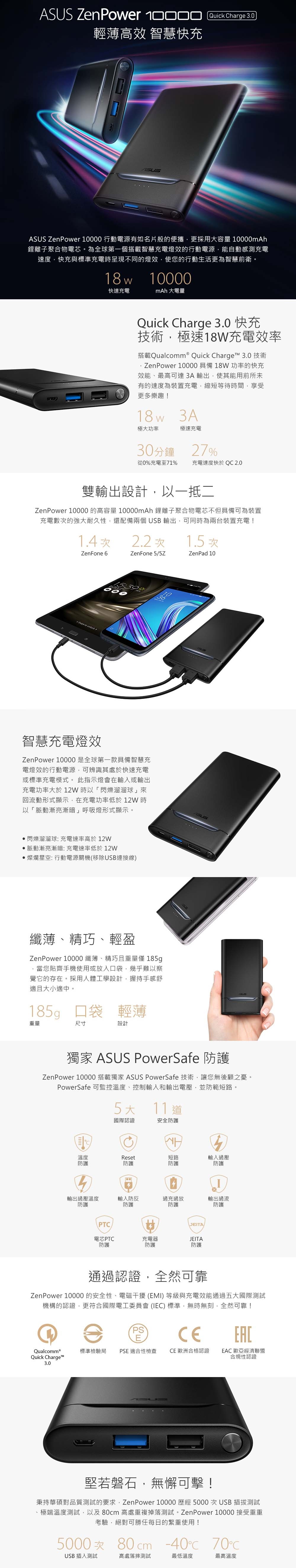 ASUS ZenPower 10000 Quick Charge 3.0 行動電源