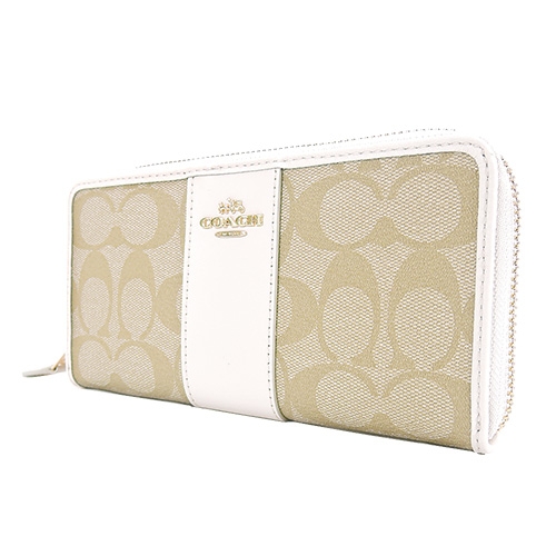 COACH 馬車防刮皮革ㄇ字拉鍊長夾(卡其白)(展示品)