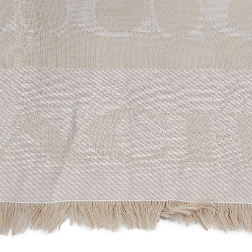 COACH 經典滿版C LOGO莫代爾棉質方形大披肩圍巾 燕麥色