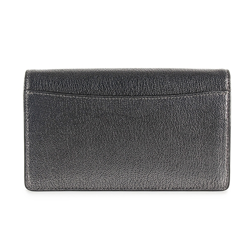 COACH 精緻立體雕花包邊翻蓋鍊帶斜背包-銀灰色