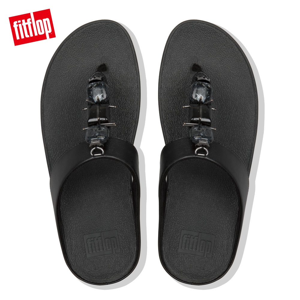 FitFlop FINO MARBLE GEM TOE THONGS 靚黑色