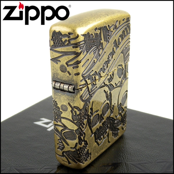 ZIPPO 美系~Freedom Skull-緞帶骷髏圖案設計(ARMOR裝甲)