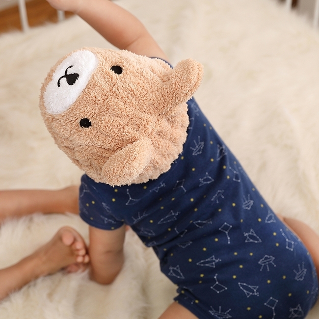 【MORINO摩力諾】超細纖維動物造型速乾兒童浴帽 毛帽(小熊)