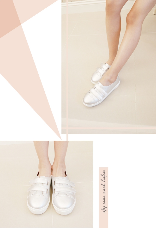 TTSNAP休閒鞋-MIT素面雙層魔鬼氈輕量真皮厚底鞋 銀 TTSNAP休閒鞋-MIT素面雙層魔鬼氈輕量真皮厚底鞋 銀