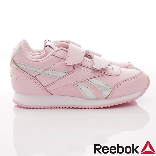 Reebok頂級童鞋 皮質炫銀邊飾運動鞋款 NI013粉(中小童段)