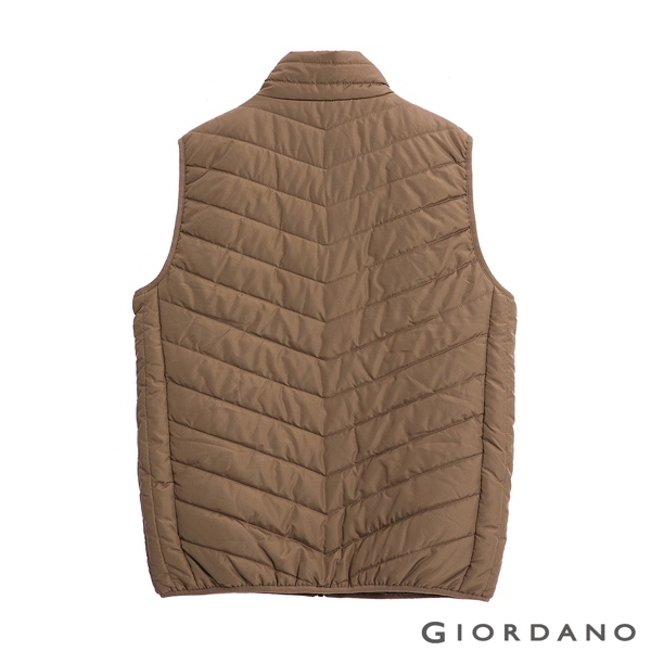 GIORDANO 男裝經典素色保暖鋪棉背心 - 82 松皮褐