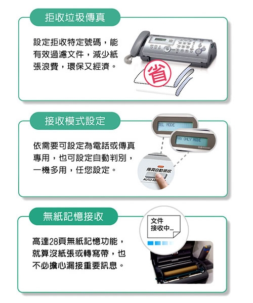 Panasonic國際牌 KX-FT516/KX-FT518感熱紙傳真機(自動裁紙) 保固1年