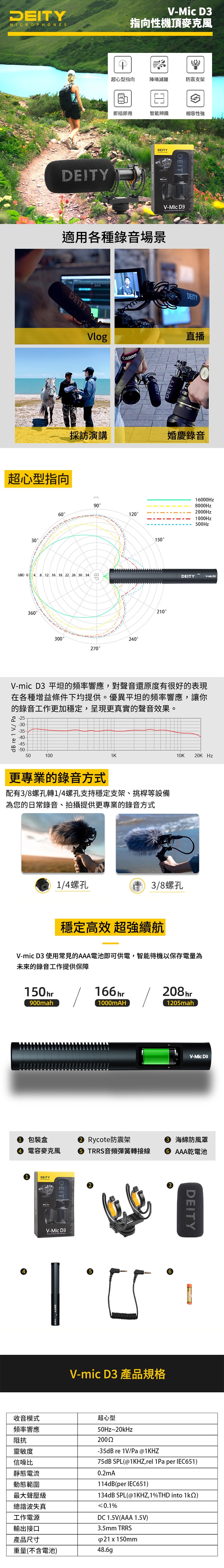 Aputure 愛圖仕 Deity V-Mic D3 指向性機頂麥克風-公司貨