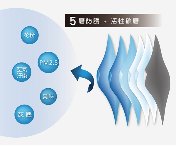 AOK 飛速四合一PM2.5活性碳口罩(2入X5袋-共10入)(粉/黑/藍)