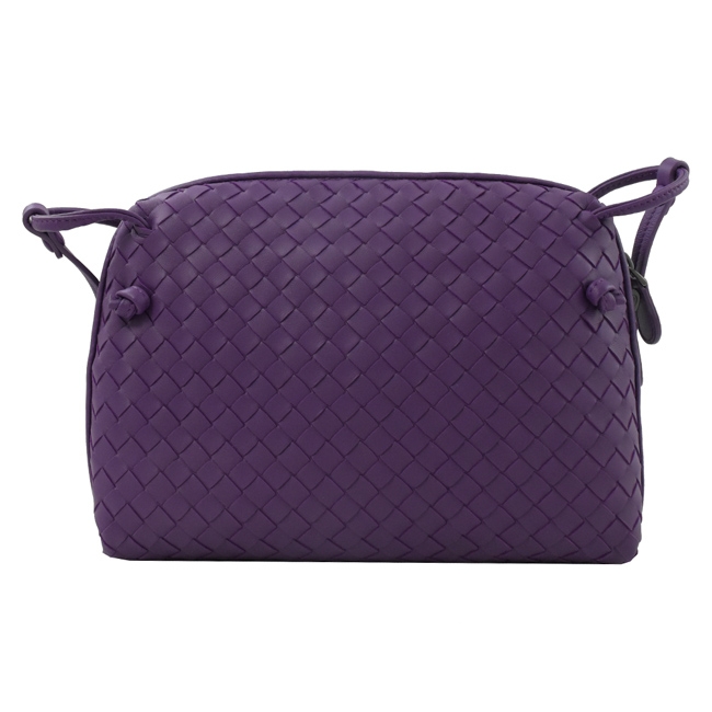 BOTTEGA VENETA 編織羊皮拉鍊方型斜背包(紫)
