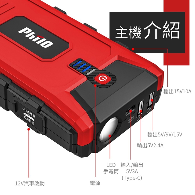 飛樂 Philo PQC-12000SP 閃電快充 QC3.0 汽柴油 救車行動電源