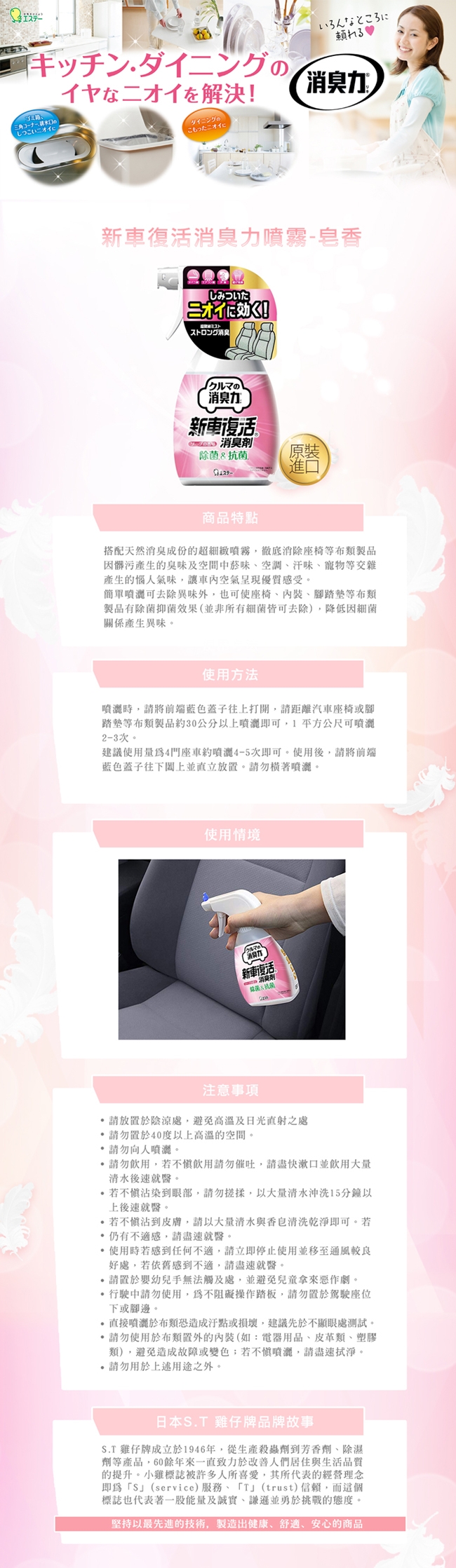 ST雞仔牌 新車復活消臭力噴霧-皂香 250ml