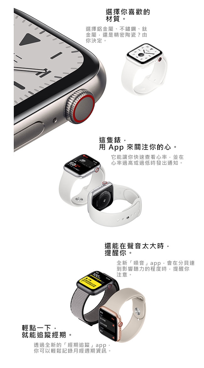 Apple Watch Series 5(GPS) 40mm銀色鋁金屬錶殼+白色運動錶帶