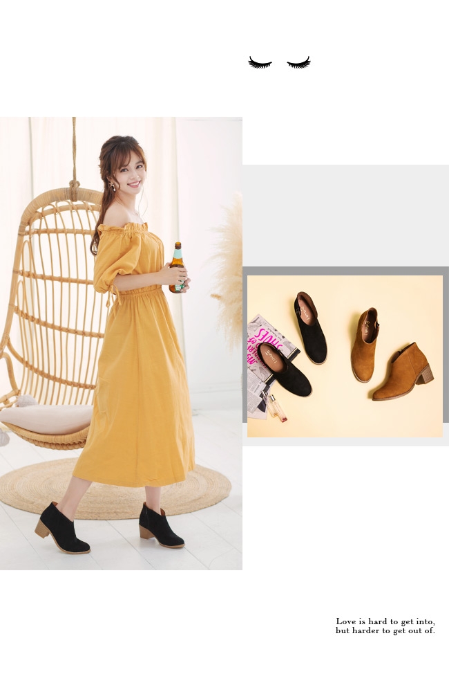 DIANA 經典真皮側拉鍊粗跟短靴-率性經典-黑